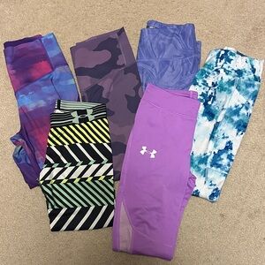 Under Armour and Others Girls' Multi-Color Active Leggings Pack - 5 pair